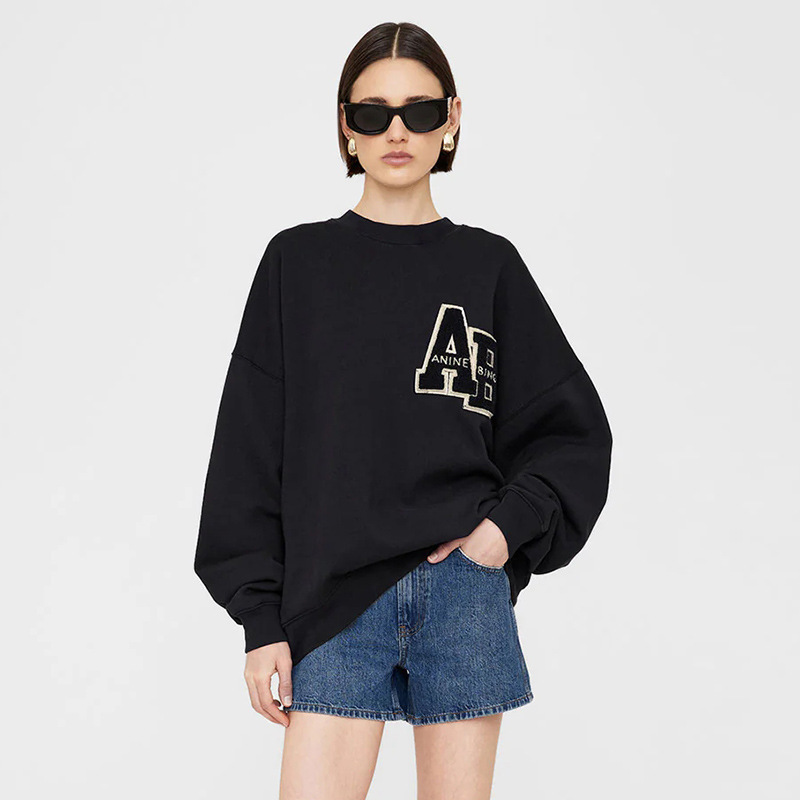 24 Early Autumn New Style North American Niche Towel Embroidery Patch Lettering Vintage Washed Color Women's Sweatshirt 24 Early Autumn New Style North American Niche Towel Embroidery Patch Lettering Vintage Washed Color Women's Sweatshirt