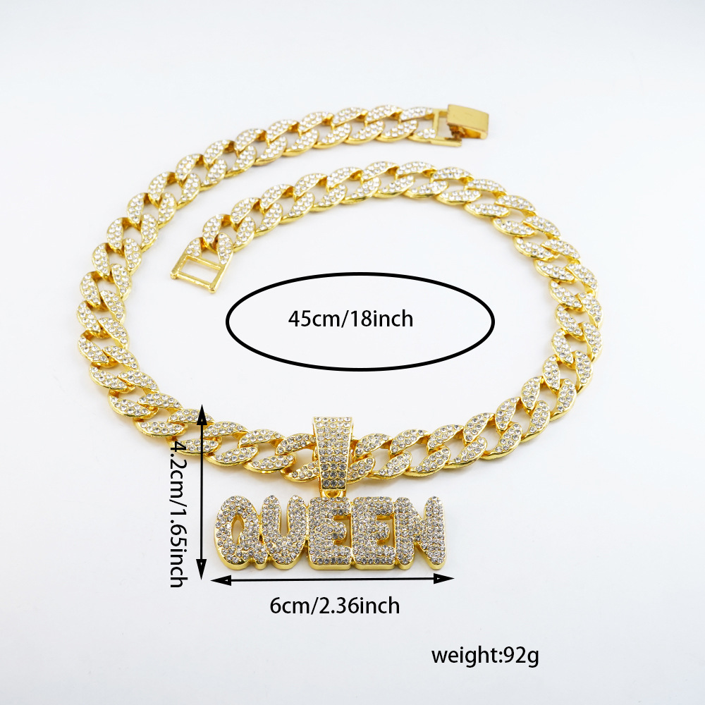Lengua letra de diamante KING colgante collar cubano collar de estilo de moda personalidad collar redondo accesorios de hombre al por mayor