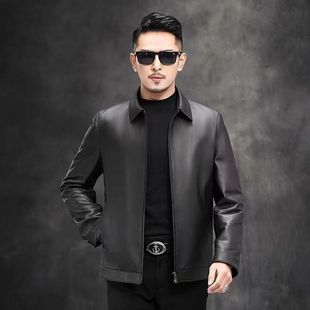 New Fashion All-match Casual Lapel Zipper Leather Jacket Leather Jacket Men's Jacket 193