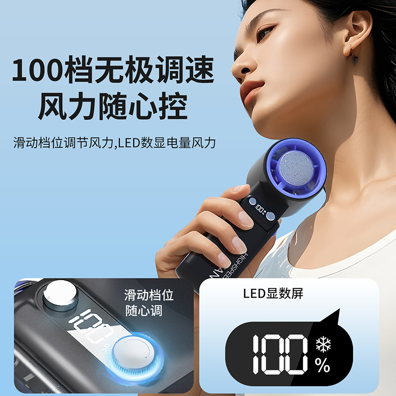 2025新款透明机甲便携USB充电数显挂脖风扇涡轮暴力高速制冷风扇|undefined