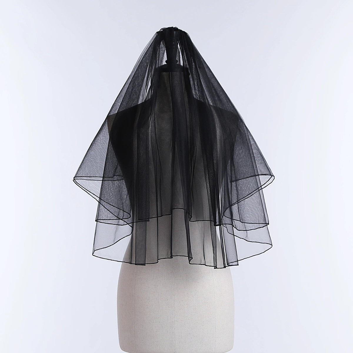 Black retro shiffon short bride's veil, European style, halloween