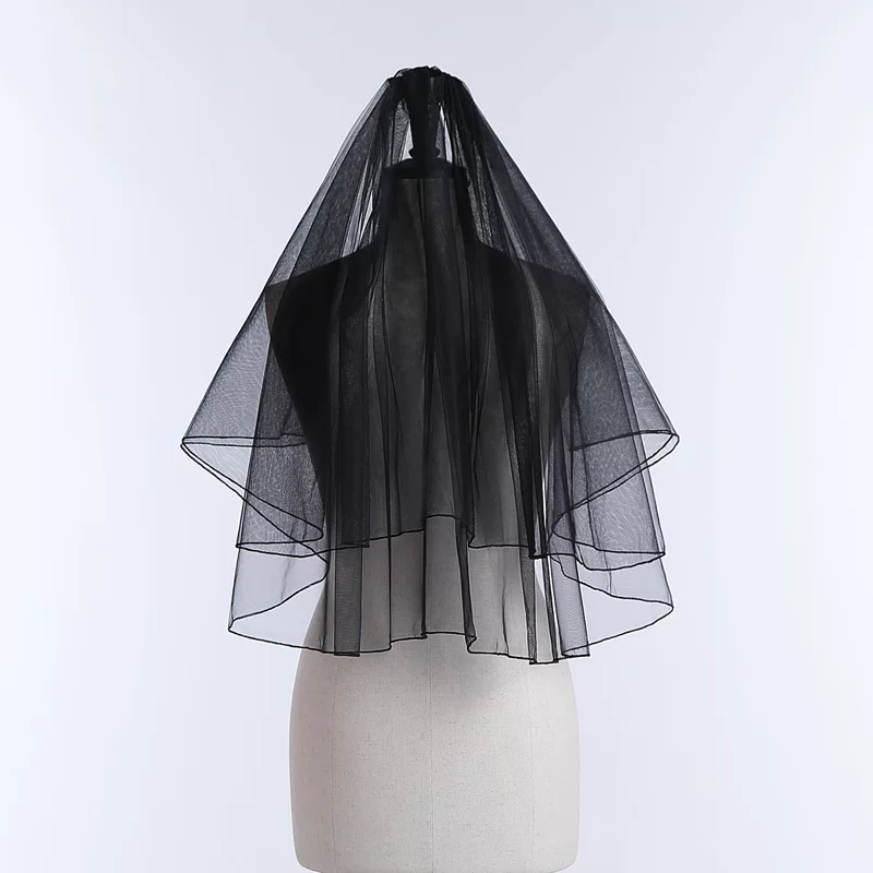 Black retro shiffon short bride's veil, European style, halloween