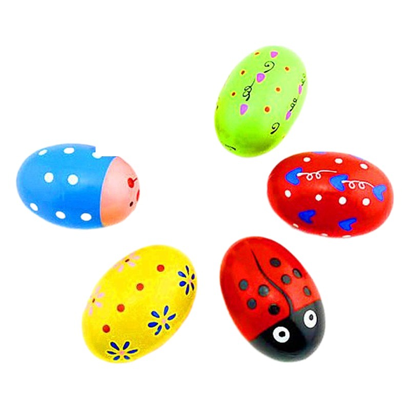 Wooden color large sand eggs wooden eggs cartoon hand-painted eggs Easter toys manufacturers wholesale