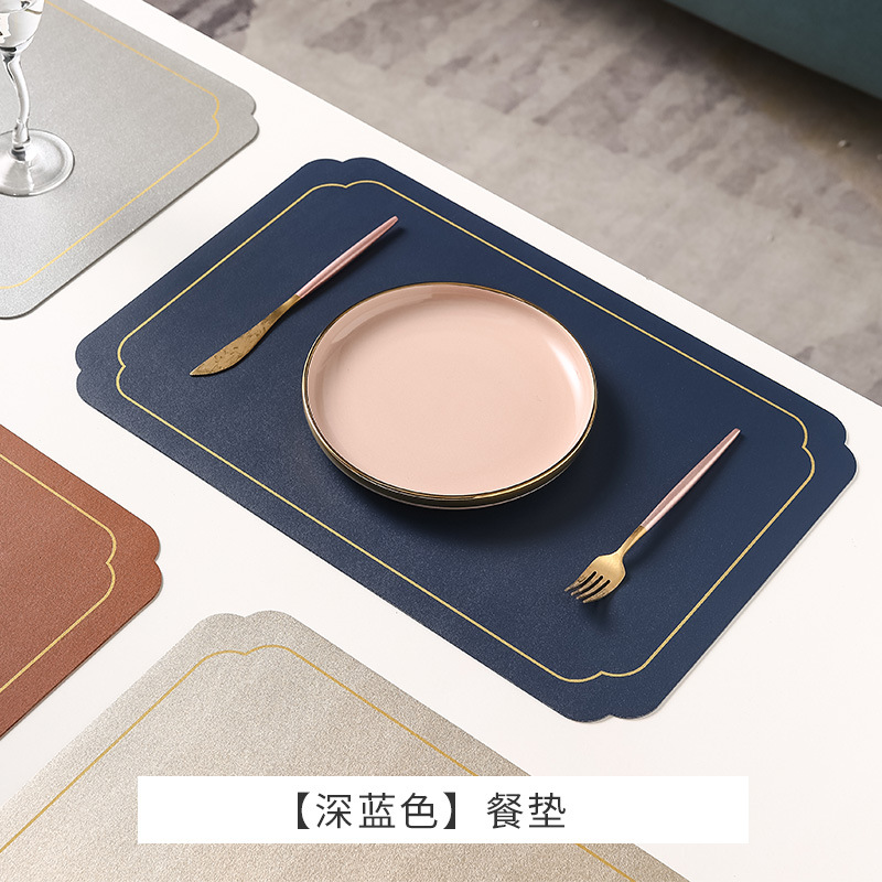 Estilo chino transfronterizo Ruyi Phnom Penh Mantel de cuero Mantel de mesa occidental de alta gama Alfombrilla de mesa redonda impermeable Mantel de hotel