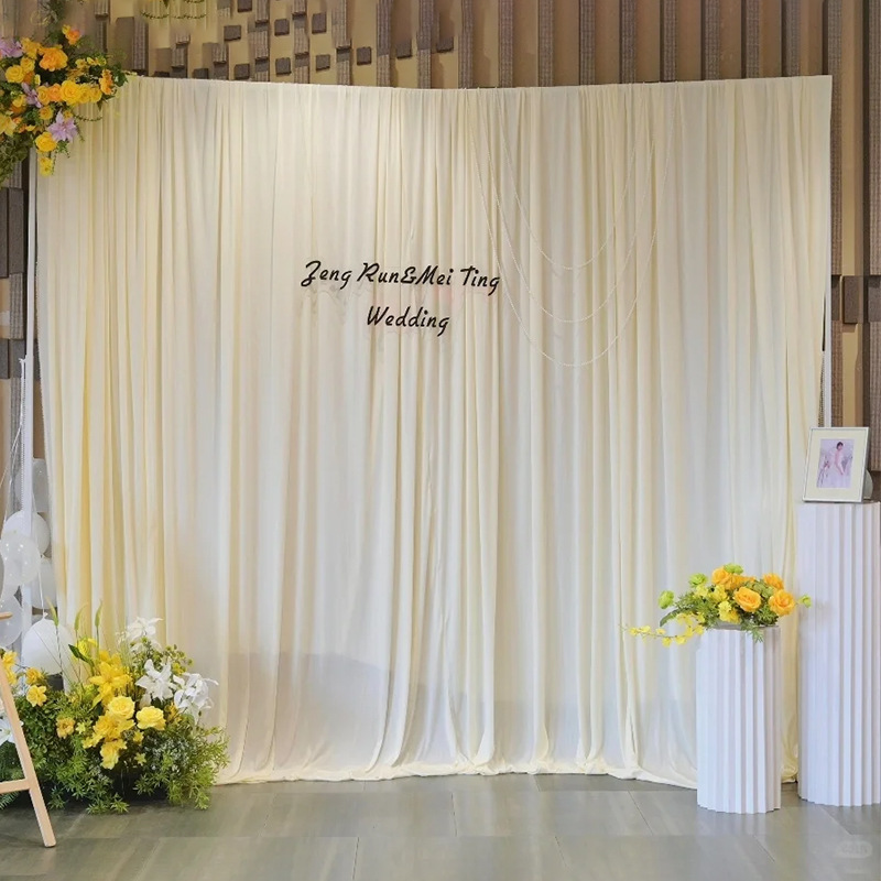 Wedding Background Gauze Curtain Wedding Stage Curtain Korean Decorative Curtain Matte Milk Silk Elastic Cloth Bottoming Curtain