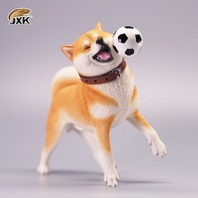 JXK 1/6 柴犬接飞盘玩足球傻狗手办仿真动物模型创意系摆件