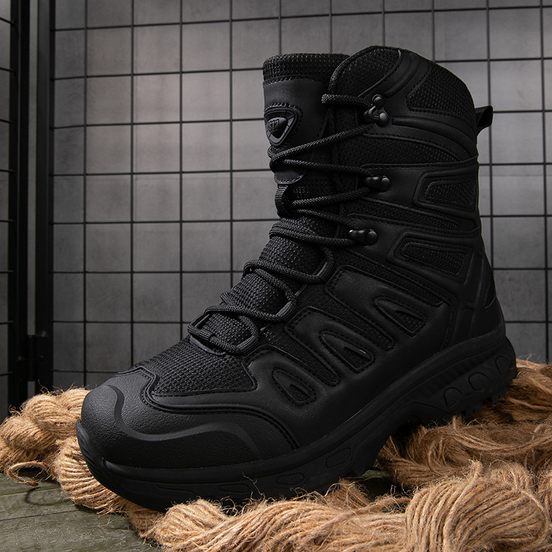 Botas tácticas transfronterizas de hombre transpirables de tamaño grande, tropas especiales al aire libre, entrenamiento de desgaste, botas militares chinas
