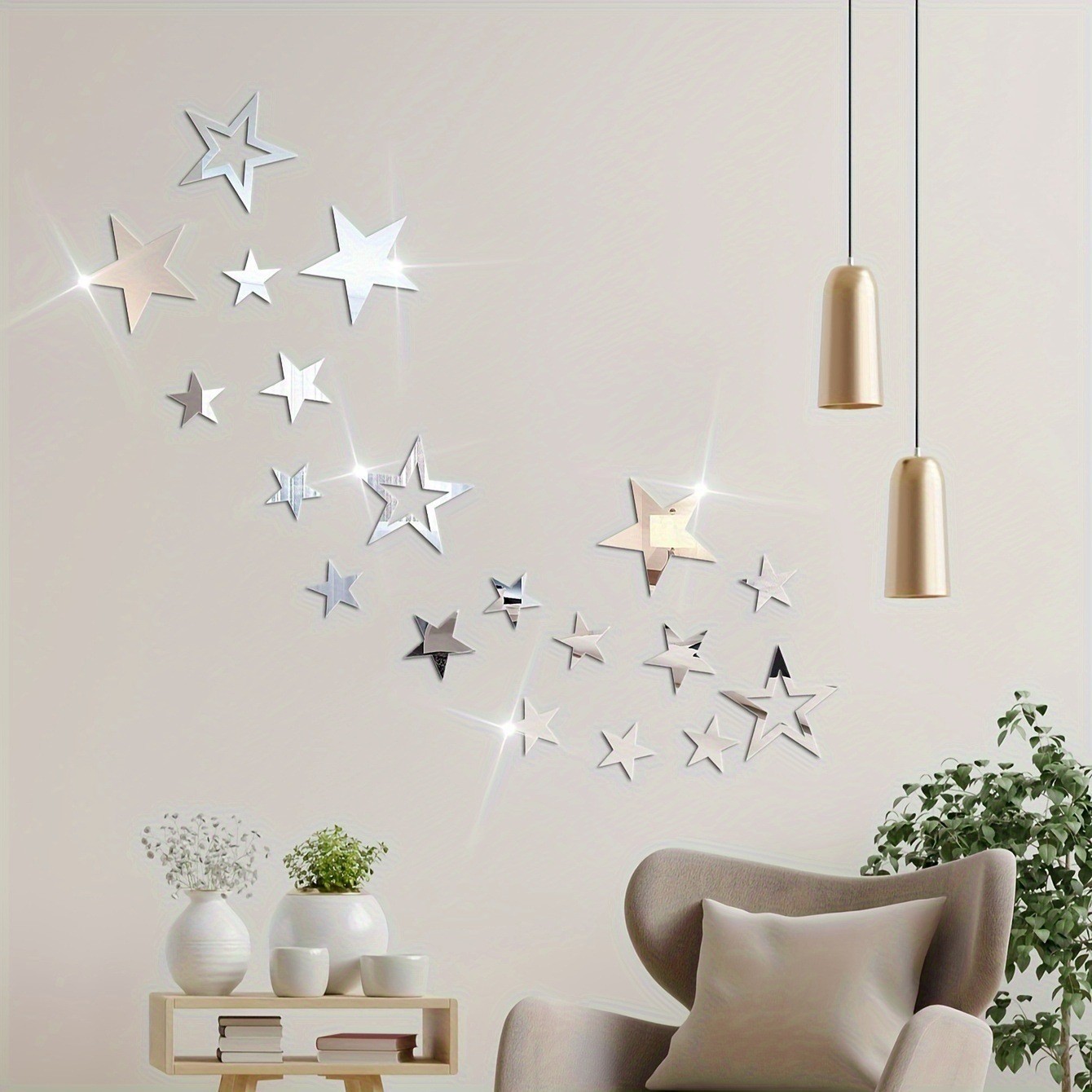 Étoile creuse acrylique de 1 mm, autocollant miroir 3D multi-tailles pour décoration murale d'entrée de chambre d'enfant_voghion.com