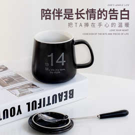 工厂直销礼品杯现货日式陶瓷水杯带盖咖啡杯广告马克杯定制logo