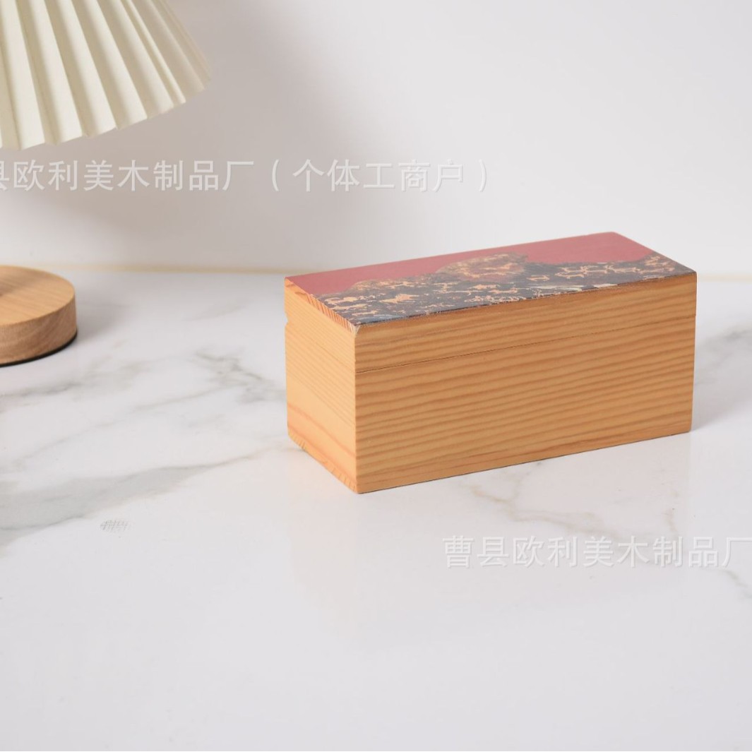 木质轻奢木盒新款创意喷绘高颜值礼品盒带盖包装盒彩印盒子