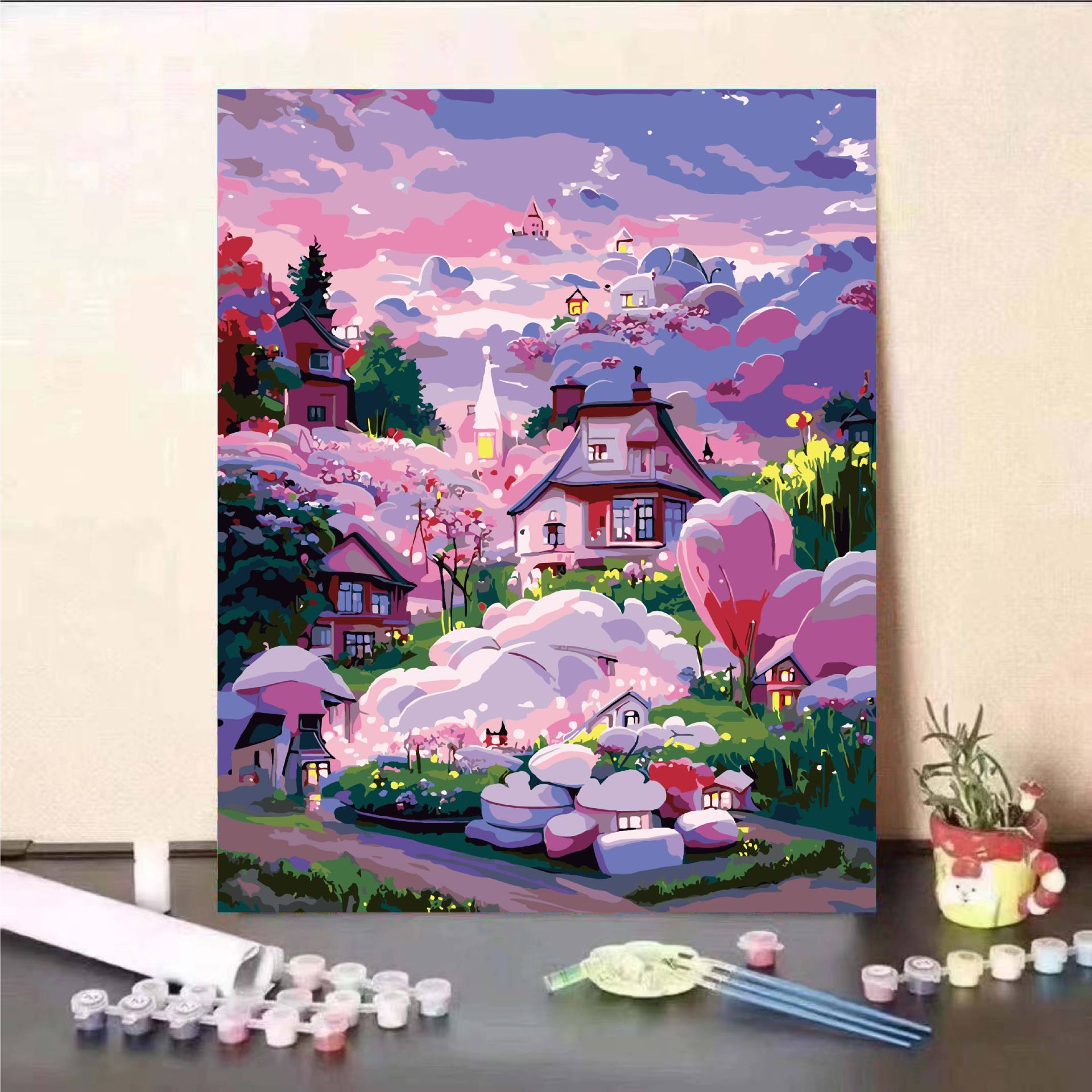 Pintura al óleo digital de bricolaje, rosa, pintura al óleo, pintura al óleo, pintura decorativa de flores hecha a mano, selección de estrellas de arte