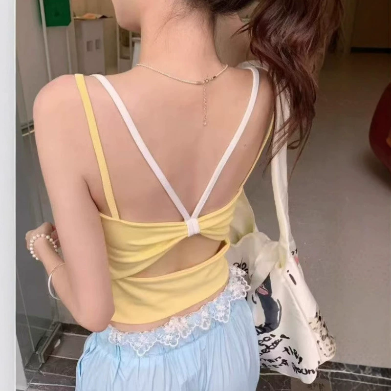 Весенне-летний новый стиль, чистая страсть, искусственный дизайн из двух частей, сексуальный утягивающий жилет с открытой спиной и подушечками для груди для женщин