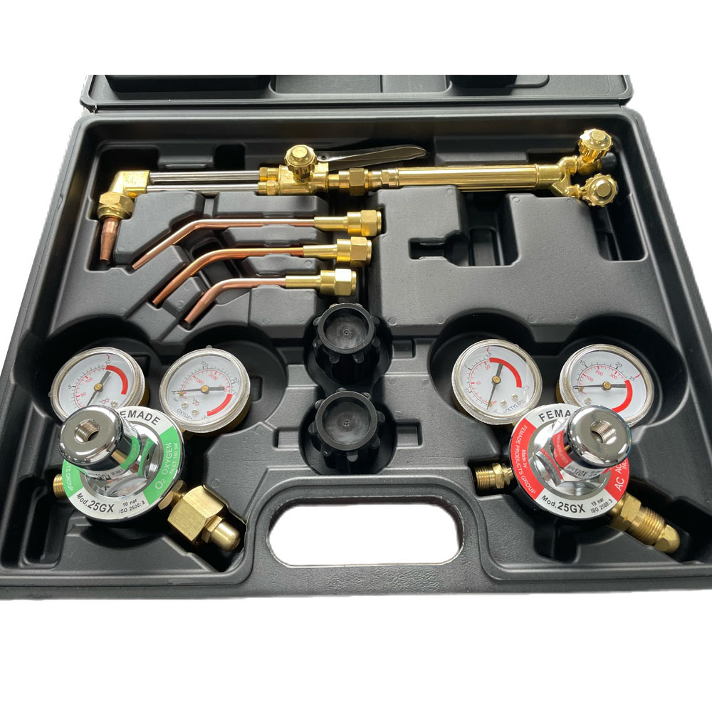 Caja de juego de antorcha de corte especial transfronterizo combinación de herramientas de pistola de corte de igual presión versión sudamericana medidor de acetileno medidor de oxígeno juego de soldadura y corte