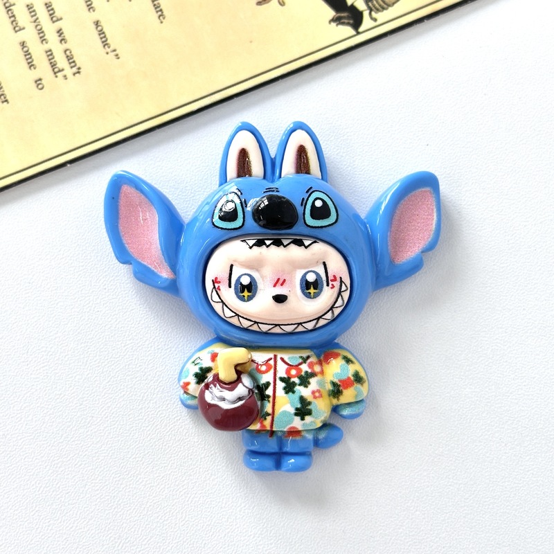 新しい漫画かわいいラブブ半透明ソリッドカラー冷蔵庫マグネット樹脂アクセサリー三次元装飾磁気ステッカー|undefined