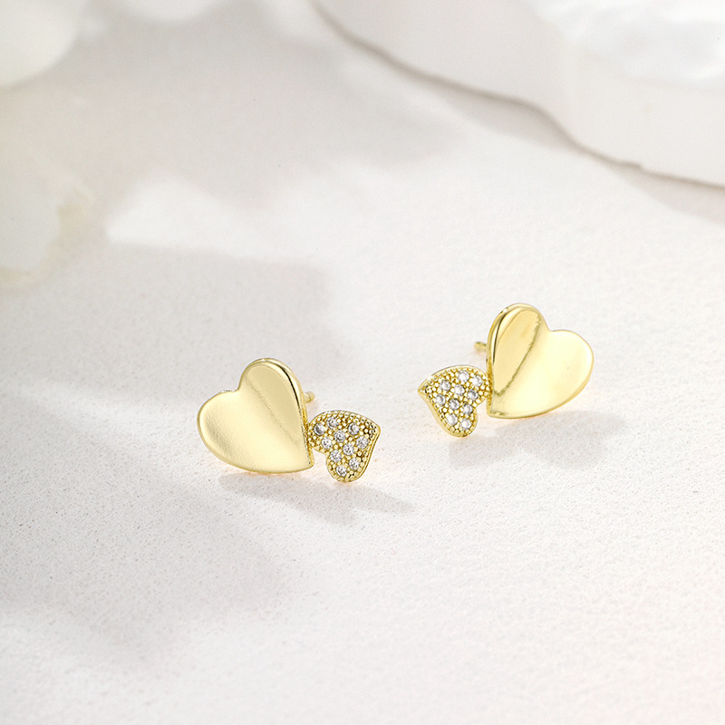 14K color Xuping joyería geometría estrella de amor auriculares de zircón ligero de lujo nicho sensación de mujer