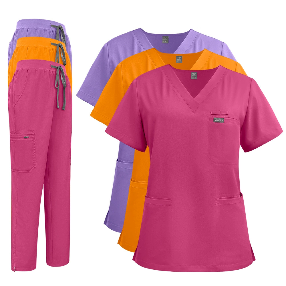 Рабочая одежда для врачей и медсестер, высококачественный новый однотонный халат для салона красоты с несколькими карманами, униформа медсестры, одежда для ручной стирки