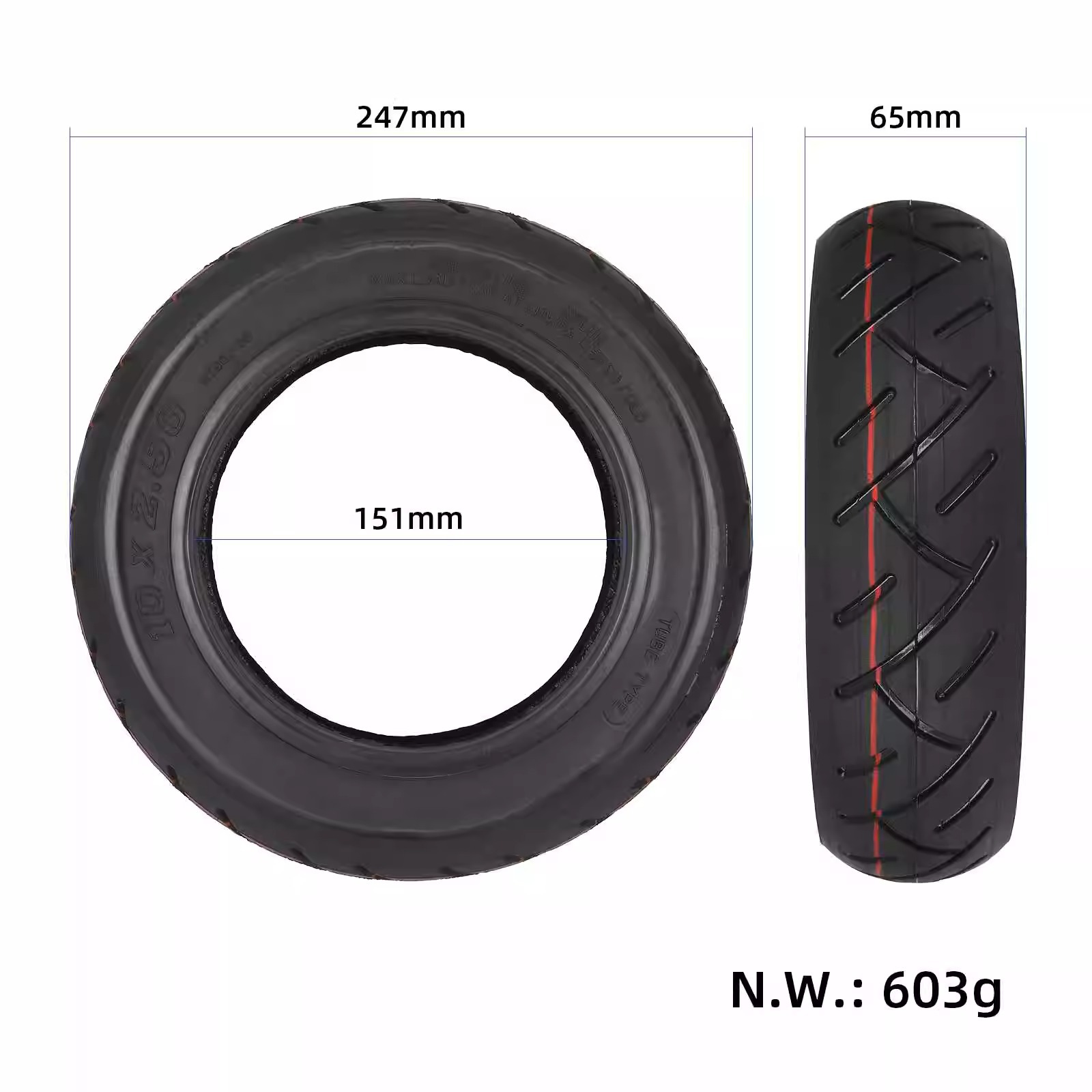 10inch Electric Scooter Tire 10X2.50 Outer Tire Inner Tube 10*2.50 Vacuum Tire Upgrade Scooter Tire