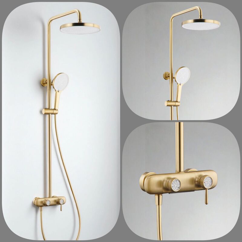 Cross-Border Light Luxury Brass Shower Set for Home Use, Shower Faucet with Pressure Boost, Diamond Hot and Cold Showerhead Cross-Border Light Luxury Brass Shower Set for Home Use, Shower Faucet with Pressure Boost, Diamond Hot and Cold Showerhead