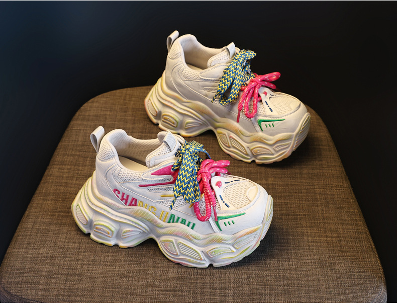 Giày sneaker nữ đế dày tăng chiều cao phong cách dad shoes — xanh lá cây chi tiết 5