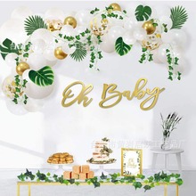 跨境专供ohbaby字母木片满月拍照道具卧室墙面装饰墙贴木质工艺品