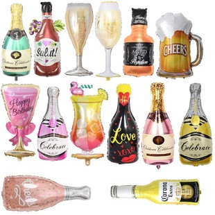 Wine Bottle Wine Glass Aluminum Film Balloon Festival Birthday Party Wedding Valentine's Day Beer New Year Graduation Champagne Balloon