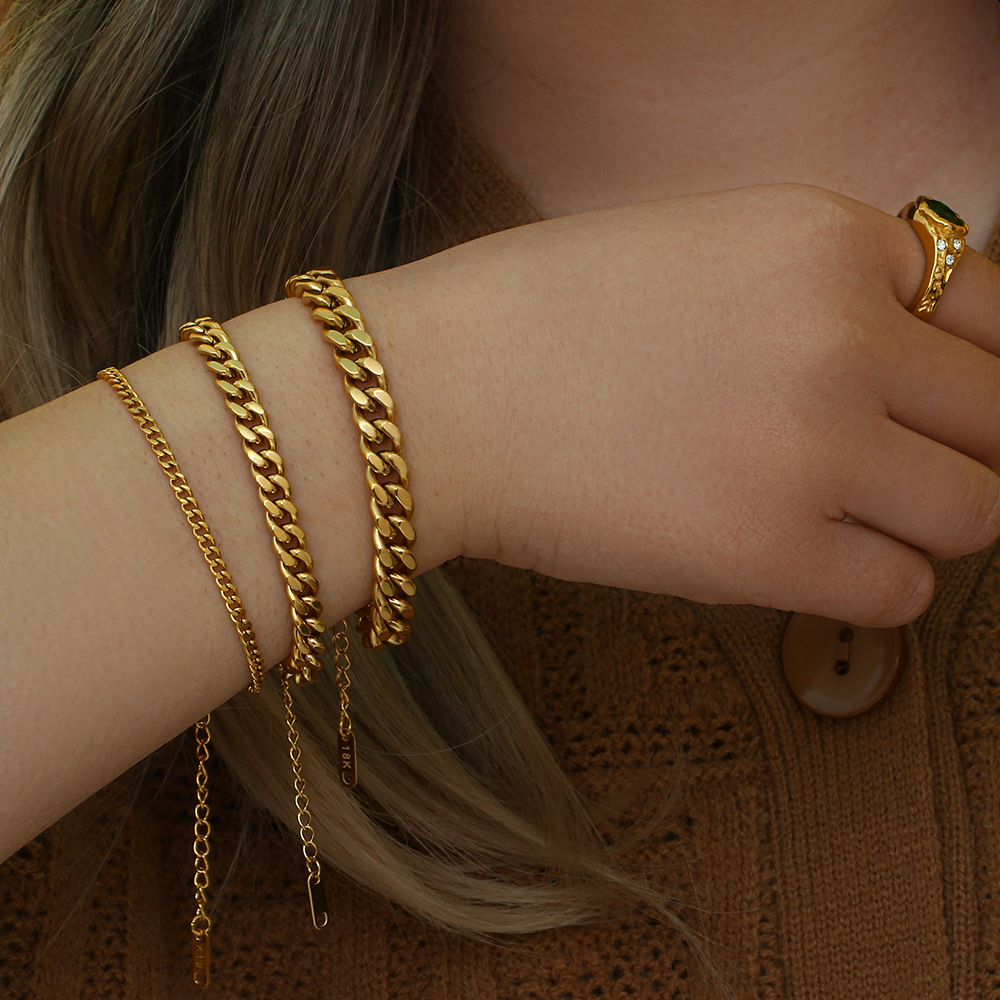 Mode Géométrique Acier Inoxydable 304 Plaqué Or 18K Bracelets En Masse display picture 3