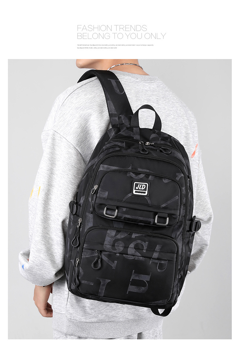 Männer Brief Oxford-stoff Reißverschluss Funktioneller Rucksack Schulrucksack display picture 4