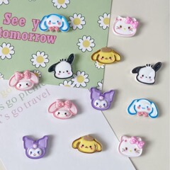 かわいい線のパチャ犬のクロミの明るい顔のdiyクリームの携帯電話の携帯電話の携帯電話の手のヘアピンの部品の樹脂の材料