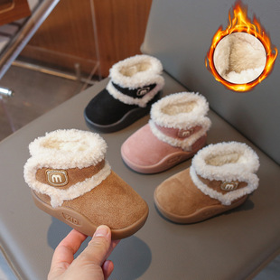 2024 New Baby Snow Boots fleece-lined Thickened Women's Cotton Shoes Non-slip Soft Bottom Boys' Toddler Shoes