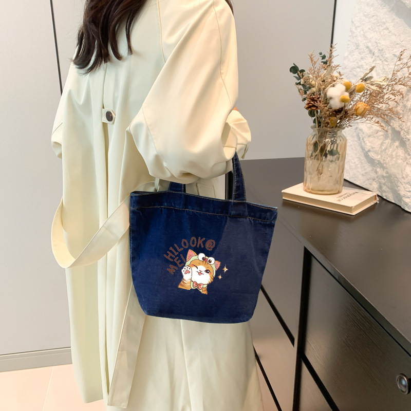 Bolsos de tela vaquero, bolsos de lona, bolsos de estudiante de literatura y arte, versión coreana, bolsos nuevos y retro de alta gama, bolsos de gran capacidad