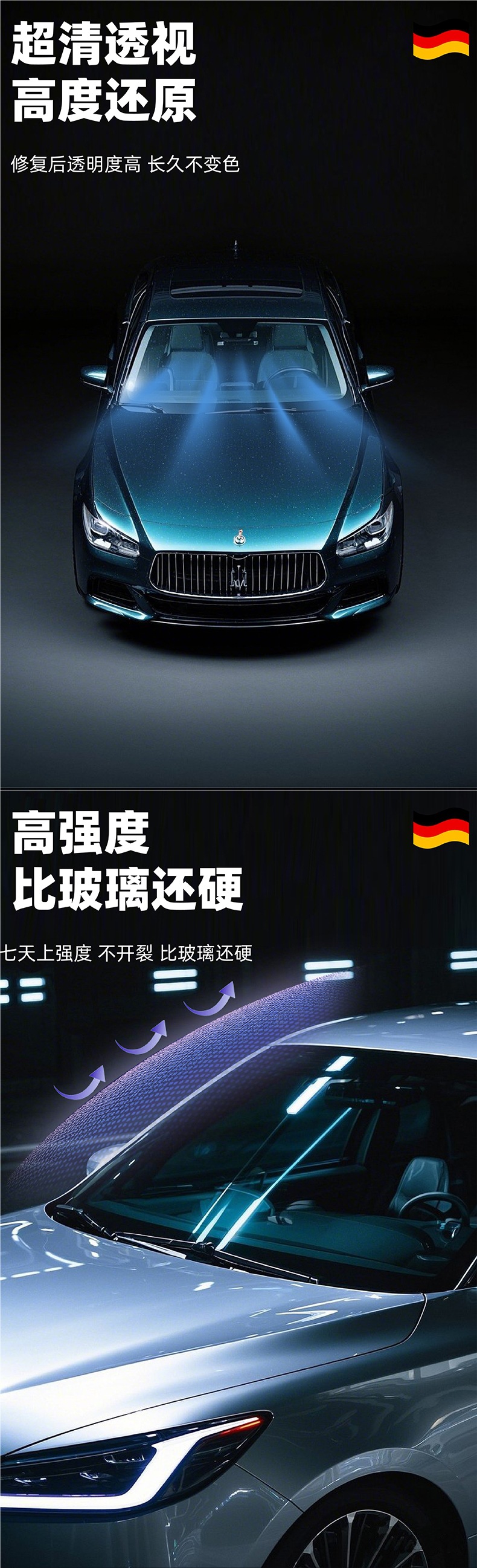 German Glass Repair Liquid Car Front Windshield Crack Seam Small Pit Scratch Restoration Glue Mirror Traceless Adhesive