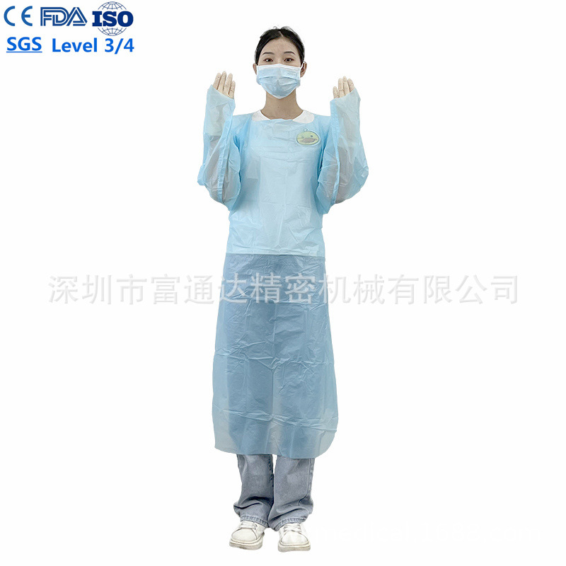 工厂批发大量现货CPE隔离衣 一次性防护服连体防尘蓝色围裙