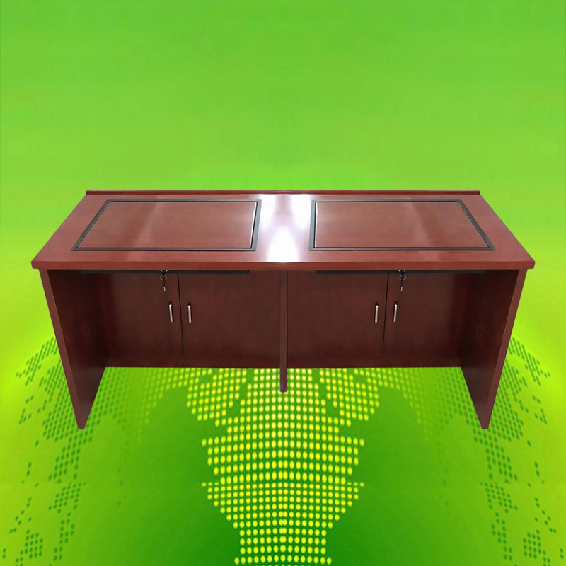 Hunan Paint Flip Computer Desk Solid Wood Skin Meeting Long Table Tianjin Hidden Display Flip Desk Hunan Paint Flip Computer Desk Solid Wood Skin Meeting Long Table Tianjin Hidden Display Flip Desk