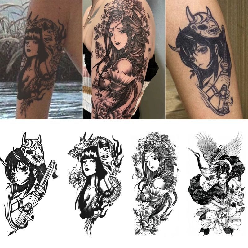 Ukiyo-e Geisha Tattoo Japanese Pattern Herbal Juice Flower Arm Tattoo Ukiyo-e Geisha Tattoo Japanese Pattern Herbal Juice Flower Arm Tattoo