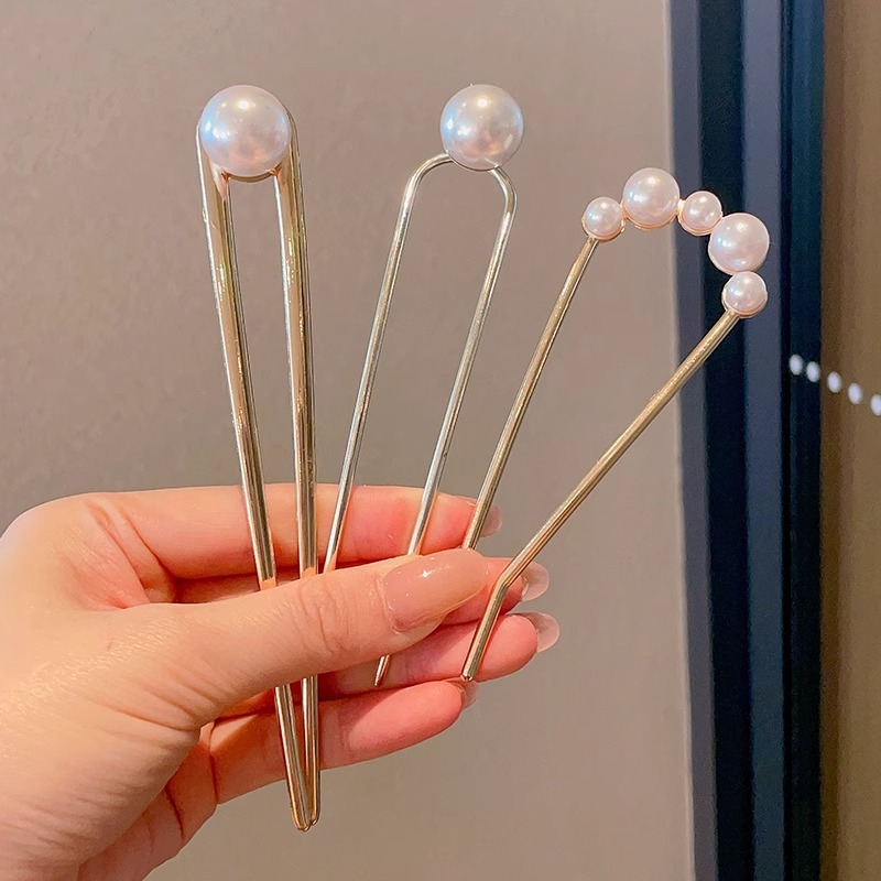 Horquilla de cabello en forma de U de perla de alta calidad horquilla de cabello en la parte posterior de la cabeza femenina horquilla de aleación tocado nuevo peine de horquilla chino