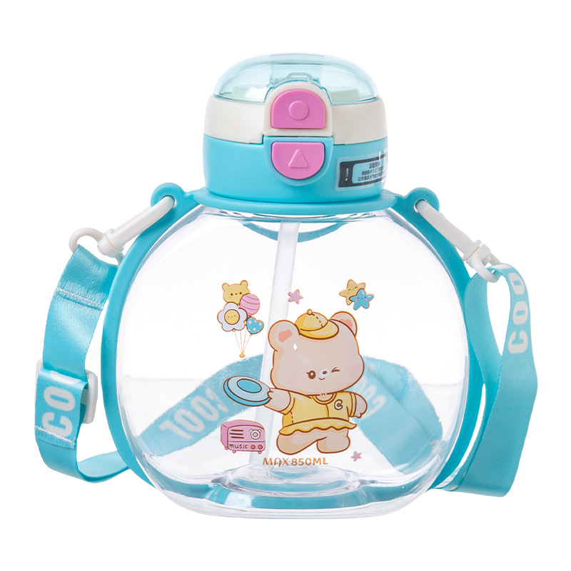 Yitong nuevo cartón de dibujos animados calabaza taza espacial taza de paja de plástico de gran capacidad de 850ml taza de agua de doble uso