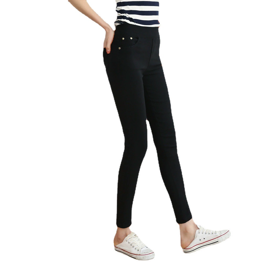 Cross-border new button pocket nine-point women's pants spring fat mm large size outer leggings for women one-piece hair delivery agent