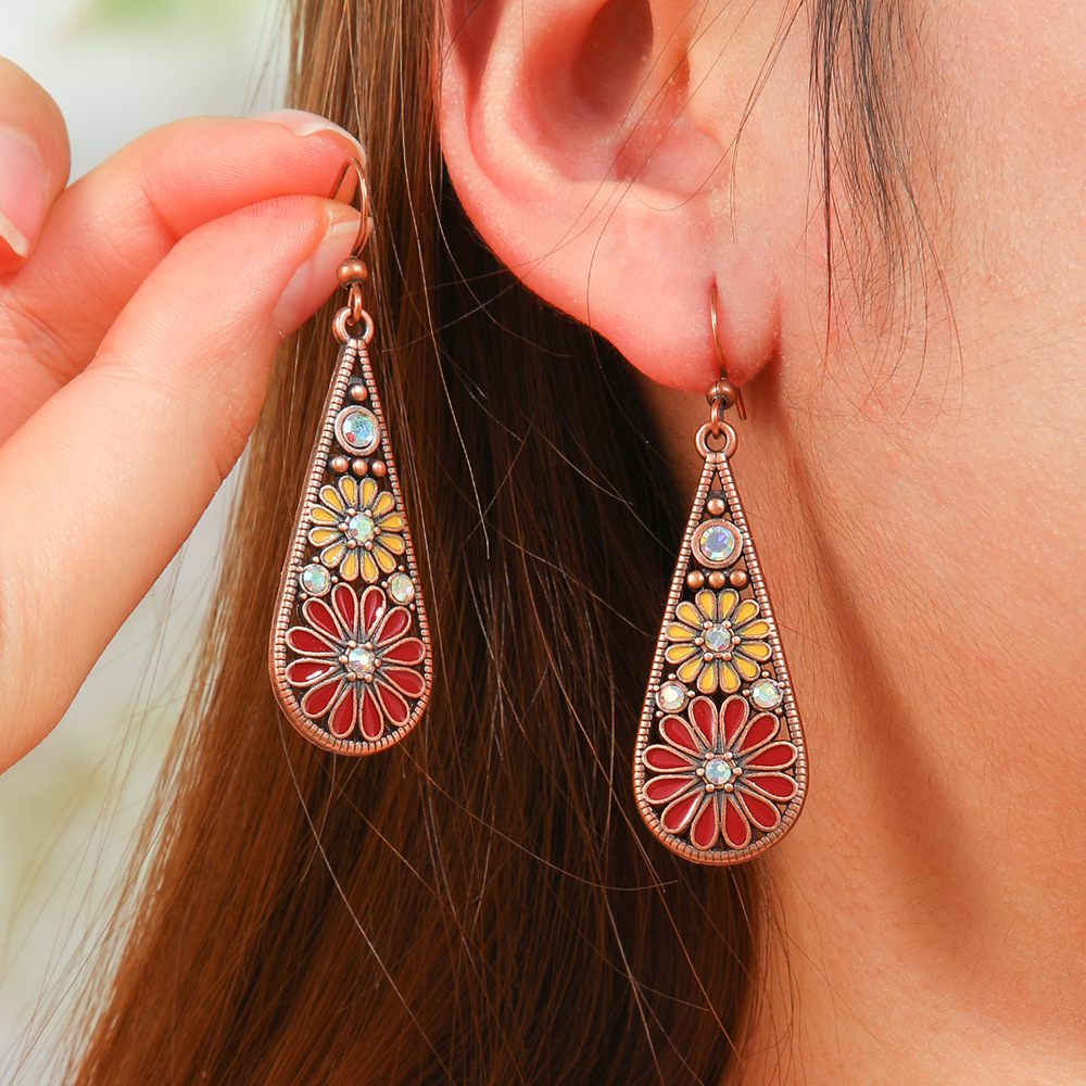 14g Weight Alloy Ear Needle Material Drop Earrings Classification 1 Pair Quantity Holiday, Street Occasion Zinc alloy Material Geometric Pattern All Seasons Season Women's Gender Polished Finish Ethnic Style, Bohemian Style 1 Pair Ethnic Style Bohemian Geometric Zinc Alloy Drop Earrings 8