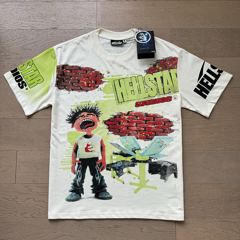 新型美潮Hの星シリーズプリント双紗純綿カジュアル男女夏カジュアルゆったり半袖tシャツ|undefined
