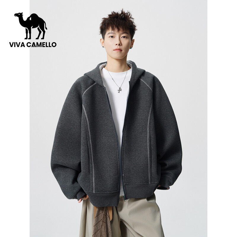 Long Live Camel: Heavyweight Hooded Zip-Up Sweatshirt for Men, New Spring Trendy Brand, Loose Fit, Versatile Casual Jacket