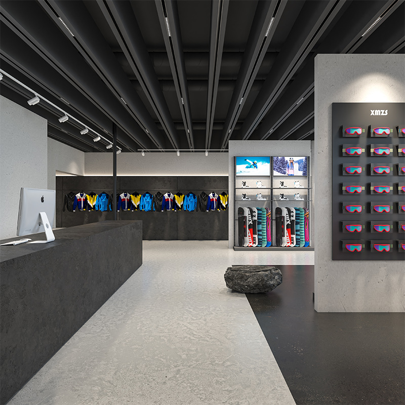 Tienda de ropa estante de exhibición estante de exhibición de artículos deportivos esquí de esquí estante de exhibición de ropa deportiva de hombre