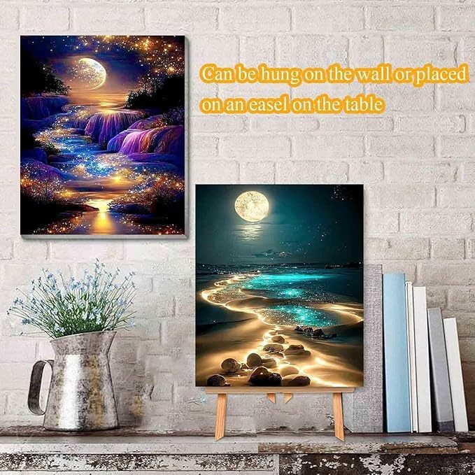 Pintura al óleo digital DIY paisaje nocturno estrellado pintura decorativa acrílico descompresión manual curar pintura colgante