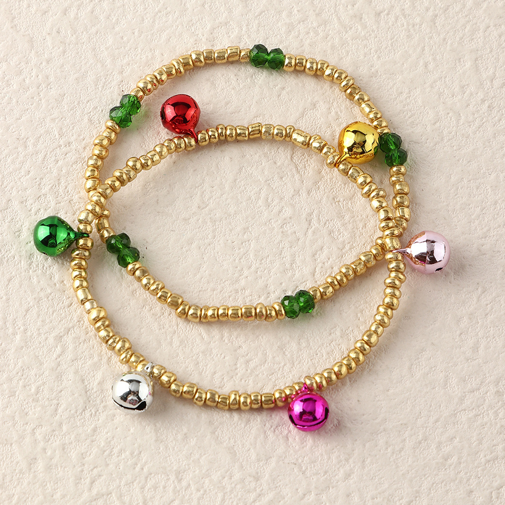 European And American Christmas Colorful Bells Bracelets Creative Ccb Round Bead Bracelet Set display picture 3