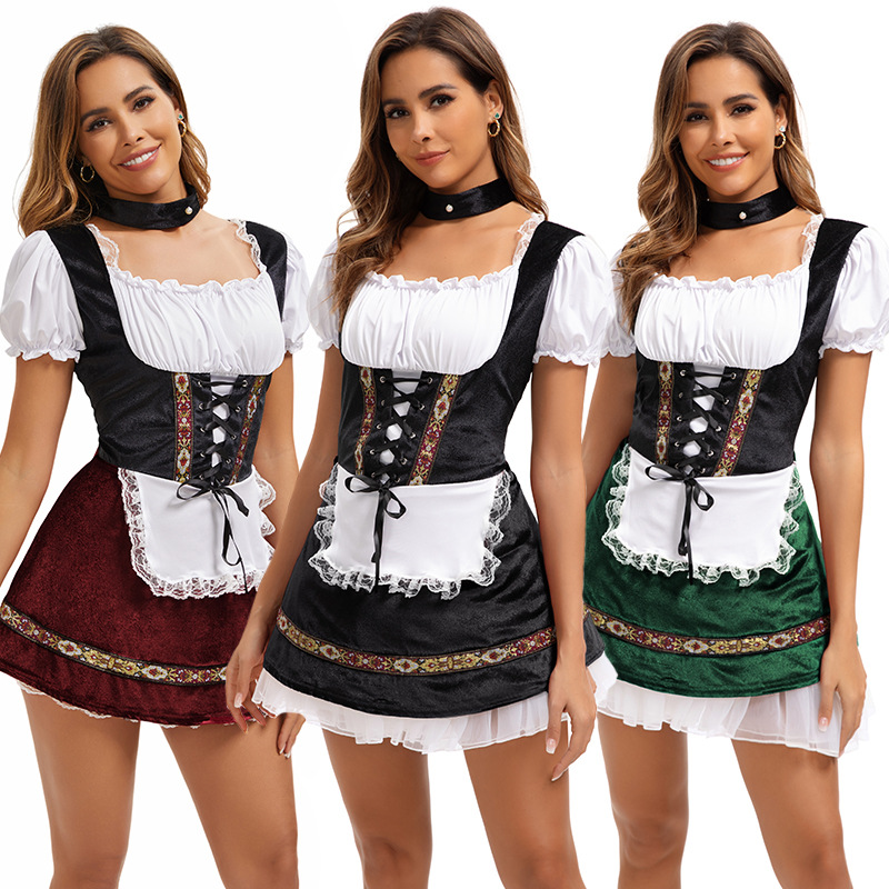 Deutsches Münchner Oktoberfestkostüm, bayerisches Dienstmädchenkleid, Bühnenkostüm_voghion.com