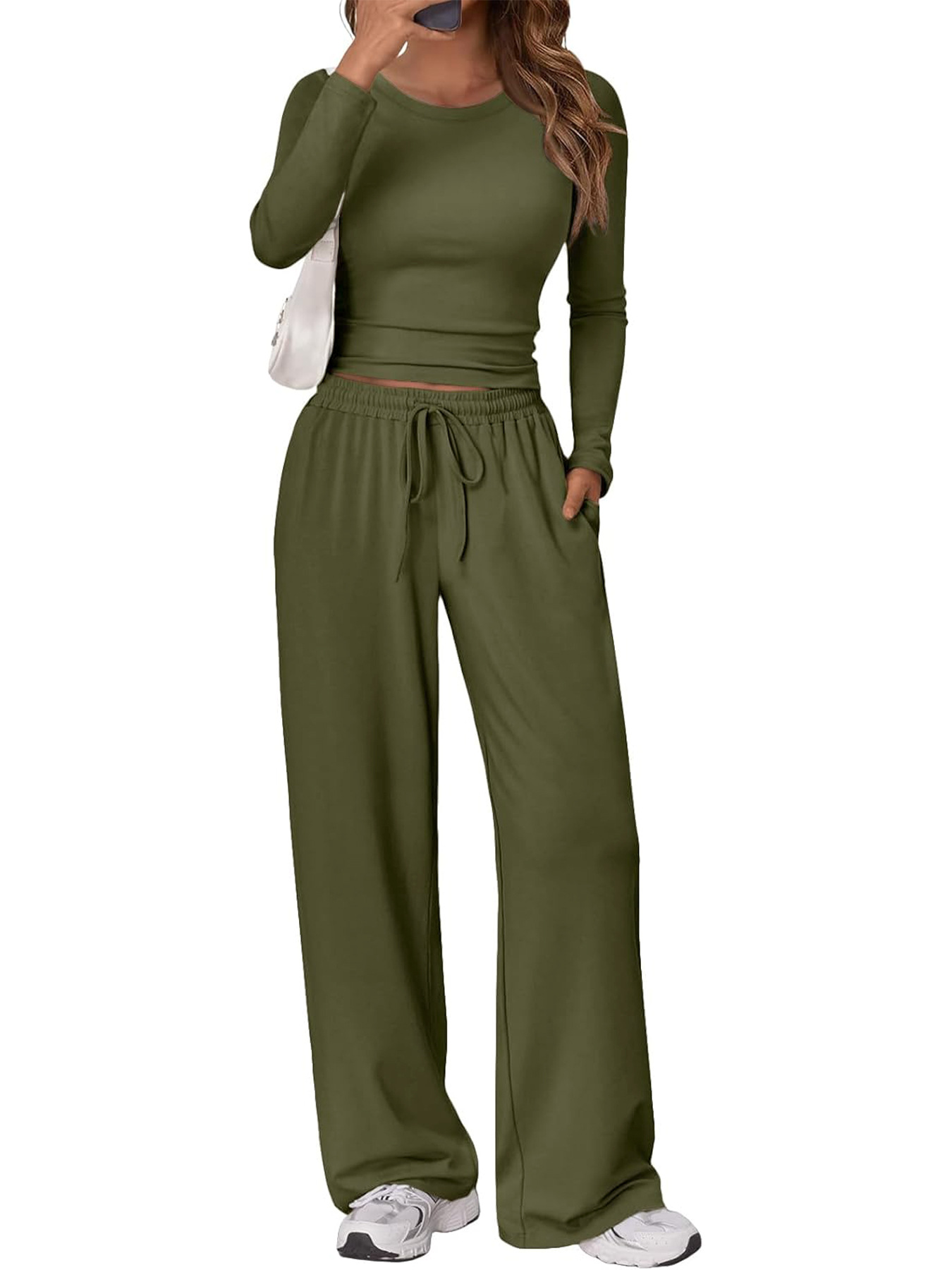 New Fashion Casual Suit Sports Yoga Autumn And Winter Crew Neck Long Sleeve Women_ecoleips.com