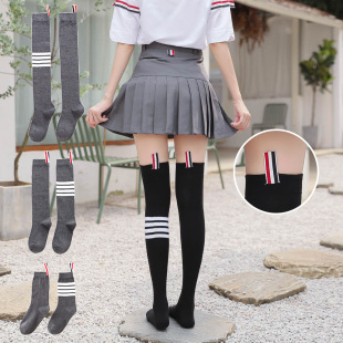 Calf socks ladies thigh socks autumn and winter cotton four bar TB knee socks high socks stockings stockings mid-tube women's socks tide