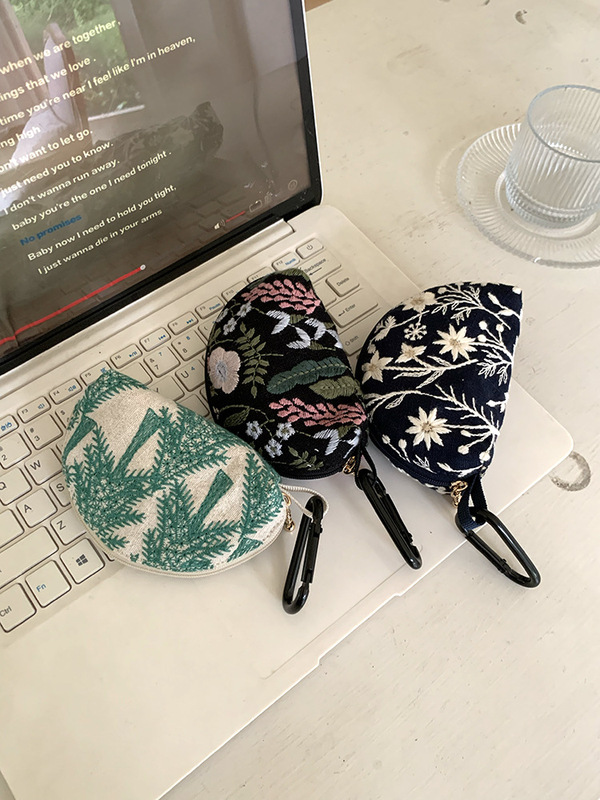 ヘビー刺繍ヘッドフォンバッグ収納カバー AirPodspro2 ヘッドフォン保護バッグ口紅バッグキーバッグ小銭入れ|undefined