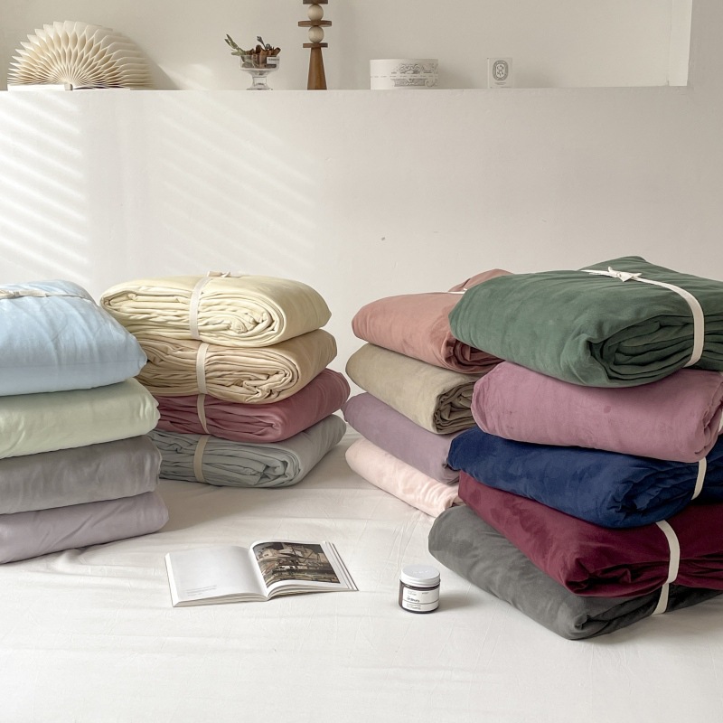 190克高克重天鹅绒单品纯色被套枕套秋冬加厚保暖法莱珊瑚短毛绒