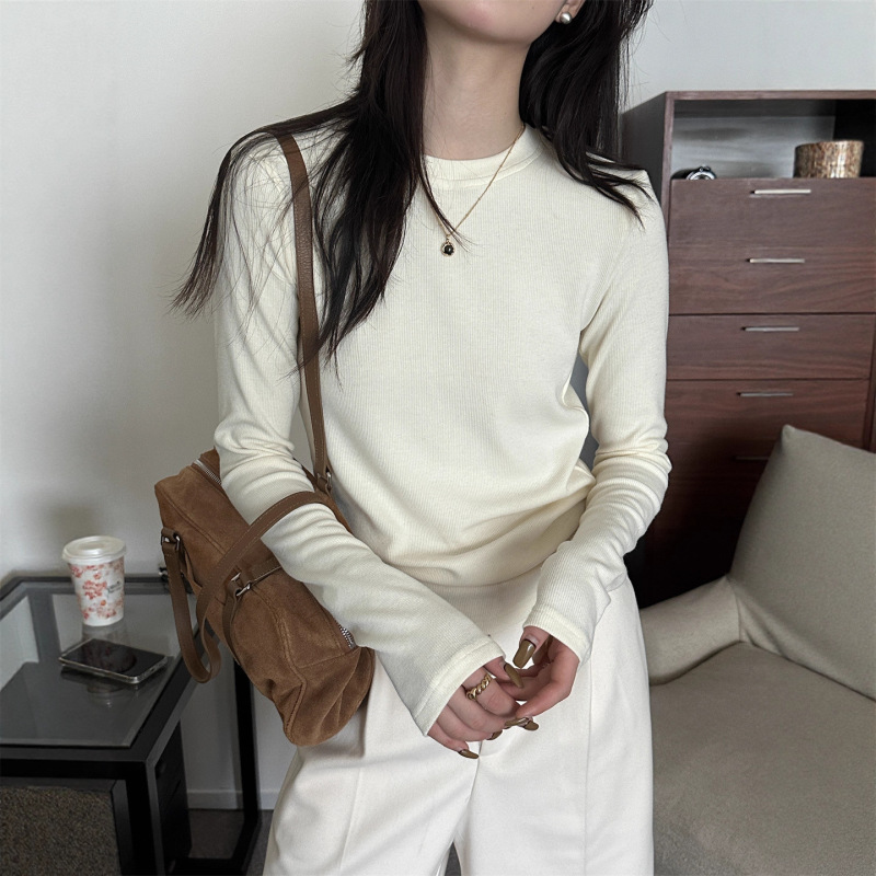 灰色长袖打底衫女内搭可外穿秋季新款设计感恤2025修身显瘦上衣|undefined
