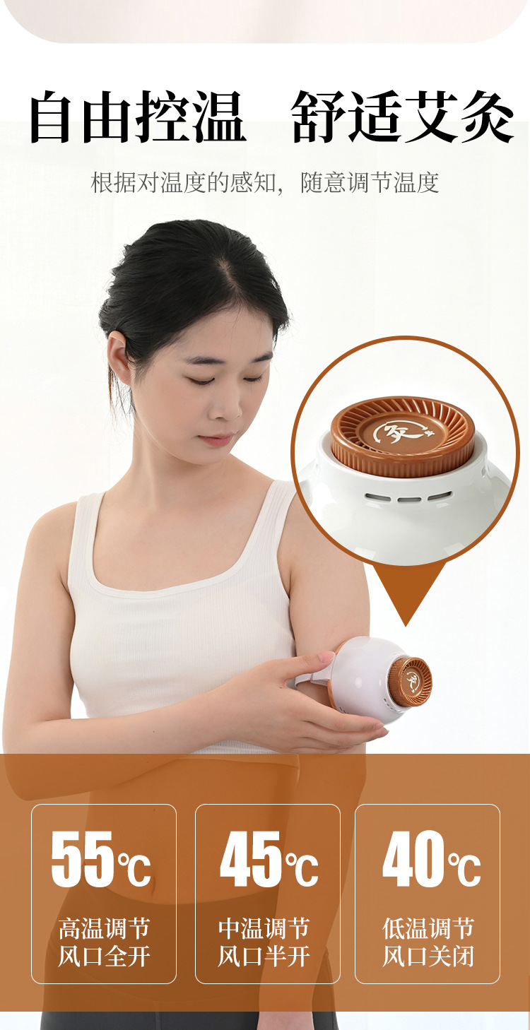 Portable Moxibustion Box Set 30 Mini Moxa Cups with Extension Straps and Acupoint Chart for Home Body Care in use